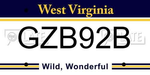 GZB92B West Virginia License Plate