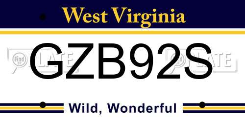 GZB92S West Virginia License Plate