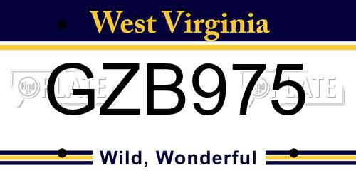GZB975 West Virginia License Plate
