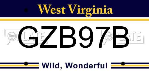 GZB97B West Virginia License Plate