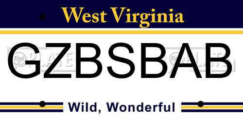 GZBSBAB West Virginia License Plate