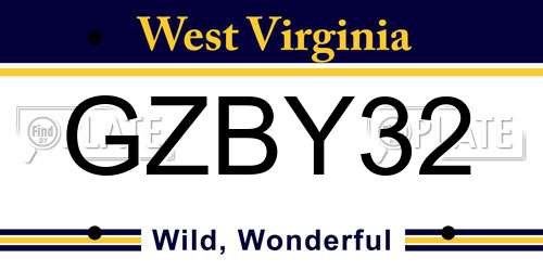 GZBY32 West Virginia License Plate