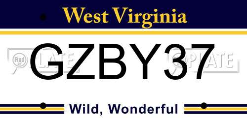 GZBY37 West Virginia License Plate