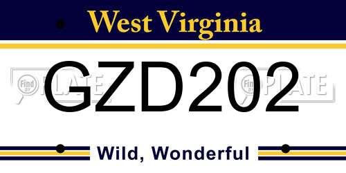 GZD202 West Virginia License Plate