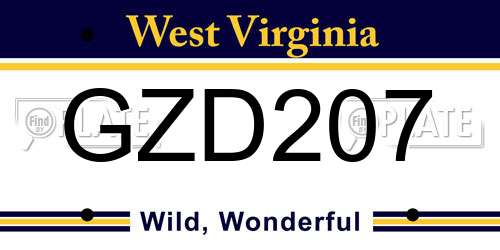 GZD207 West Virginia License Plate