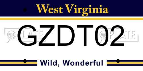 GZDT02 West Virginia License Plate