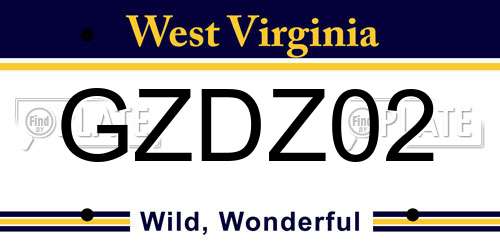GZDZ02 West Virginia License Plate