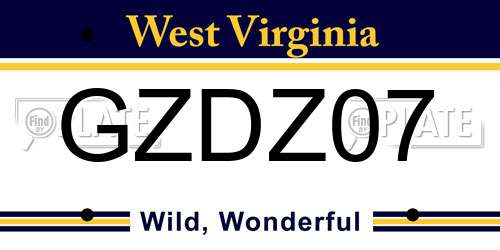 GZDZ07 West Virginia License Plate