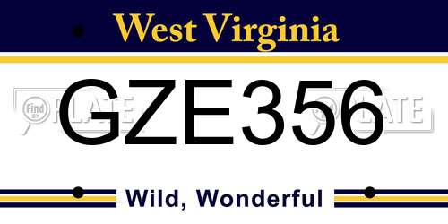 GZE356 West Virginia License Plate