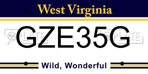 GZE35G West Virginia License Plate
