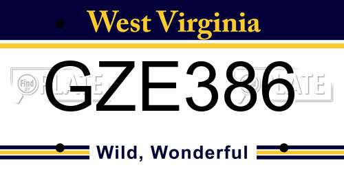 GZE386 West Virginia License Plate