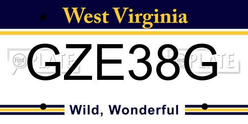 GZE38G West Virginia License Plate