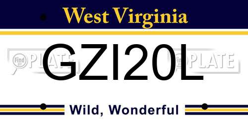 GZI20L West Virginia License Plate