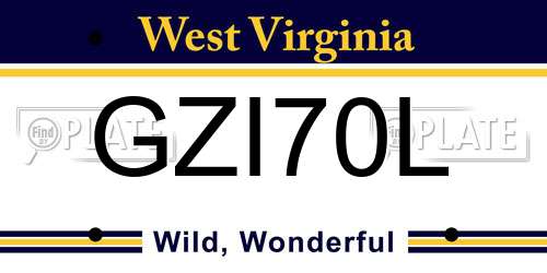 GZI70L West Virginia License Plate