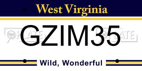 GZIM35 West Virginia License Plate