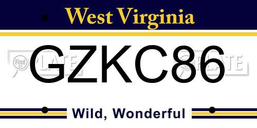 GZKC86 West Virginia License Plate