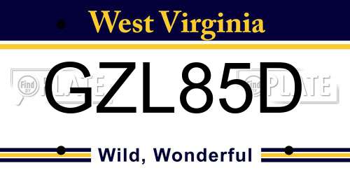 GZL85D West Virginia License Plate