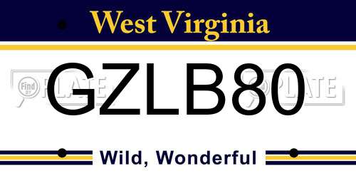 GZLB80 West Virginia License Plate