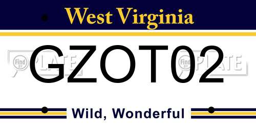 GZOT02 West Virginia License Plate