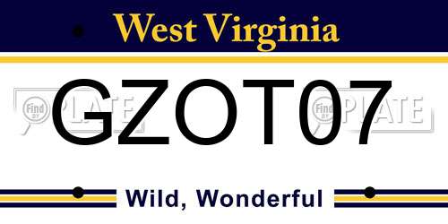 GZOT07 West Virginia License Plate