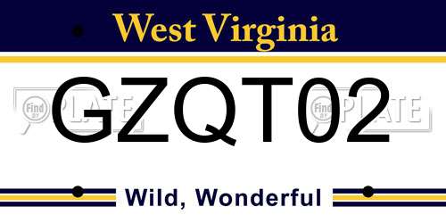 GZQT02 West Virginia License Plate