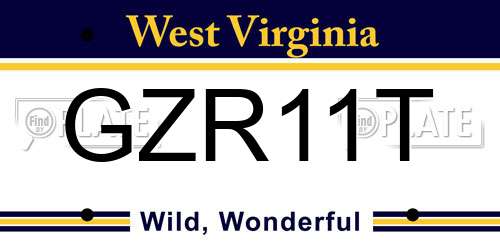GZR11T West Virginia License Plate
