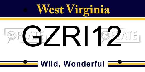 GZRI12 West Virginia License Plate