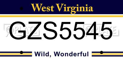 GZS5545 West Virginia License Plate