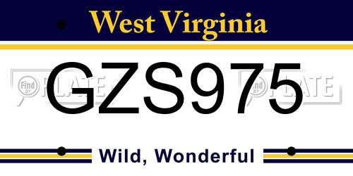 GZS975 West Virginia License Plate