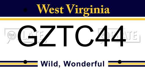 GZTC44 West Virginia License Plate