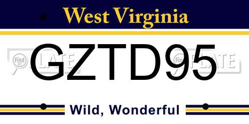 GZTD95 West Virginia License Plate
