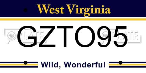 GZTO95 West Virginia License Plate