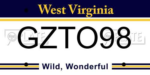 GZTO98 West Virginia License Plate