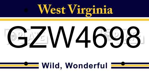 GZW4698 West Virginia License Plate