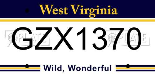 GZX1370 West Virginia License Plate