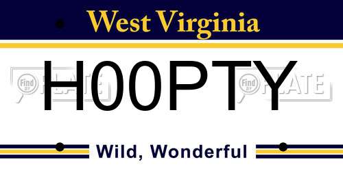 H00PTY West Virginia License Plate