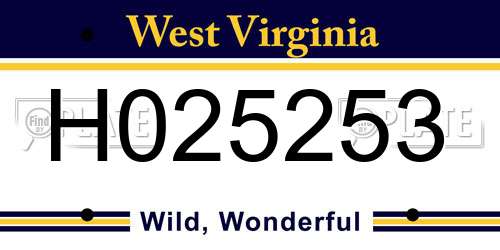 H025253 West Virginia License Plate