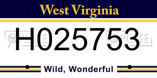H025753 West Virginia License Plate