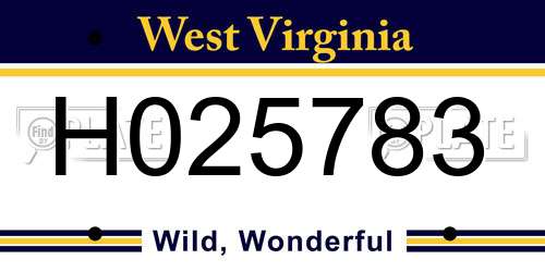 H025783 West Virginia License Plate