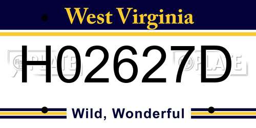 H02627D West Virginia License Plate
