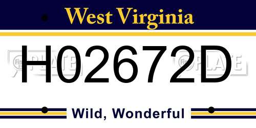 H02672D West Virginia License Plate