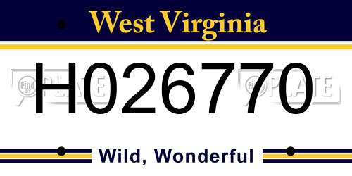H026770 West Virginia License Plate