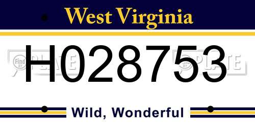 H028753 West Virginia License Plate