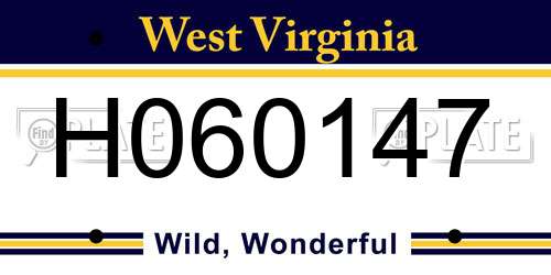 H060147 West Virginia License Plate