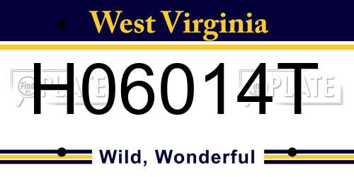 H06014T West Virginia License Plate