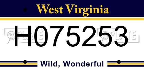 H075253 West Virginia License Plate