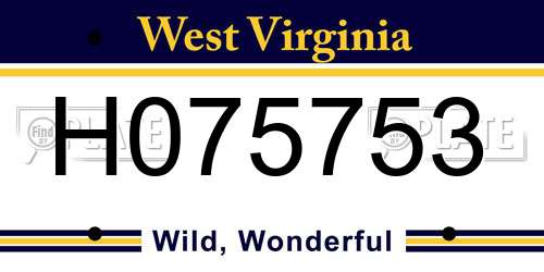 H075753 West Virginia License Plate