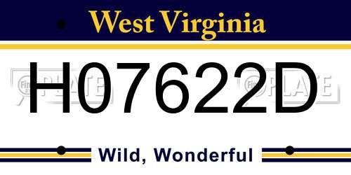 H07622D West Virginia License Plate