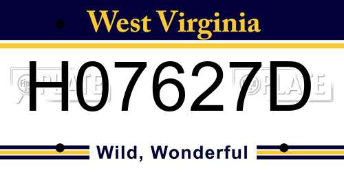 H07627D West Virginia License Plate