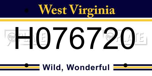H076720 West Virginia License Plate
